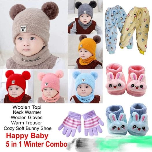 5 in 1 baby winter combo set for 0-4 years kids