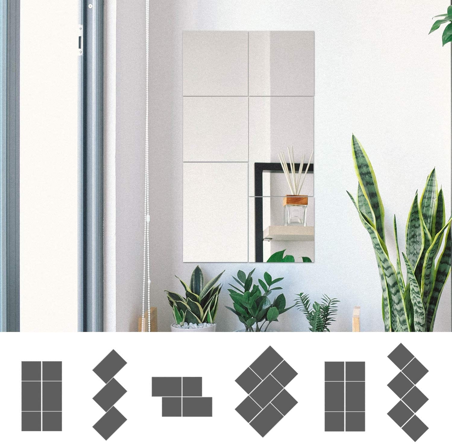Pack Of 4 (20 x20 Cm)Wall Attachable Unbreakable Acrylic Mirror - image 3