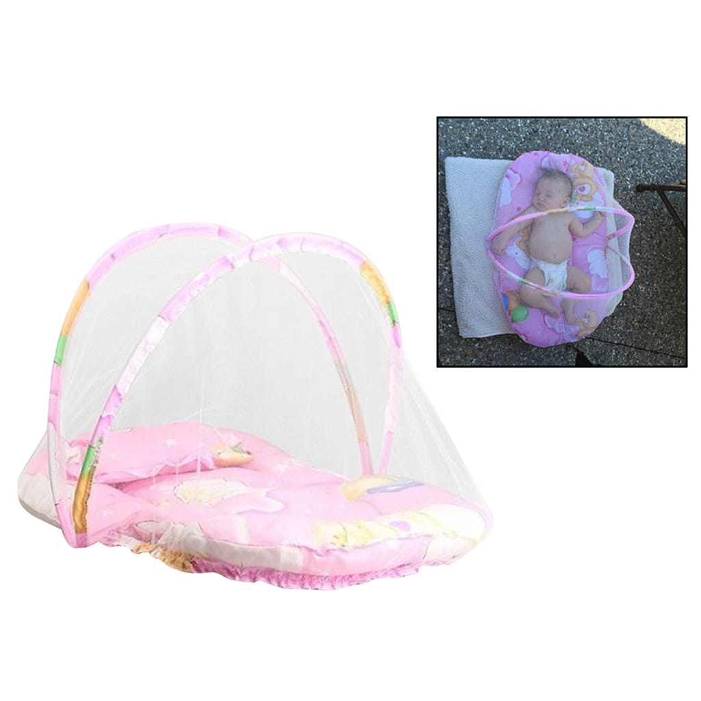 Portable Foldable Baby Infant Bed Dot Zipper Mosquito Net Collapsible Tent Crib - image 3