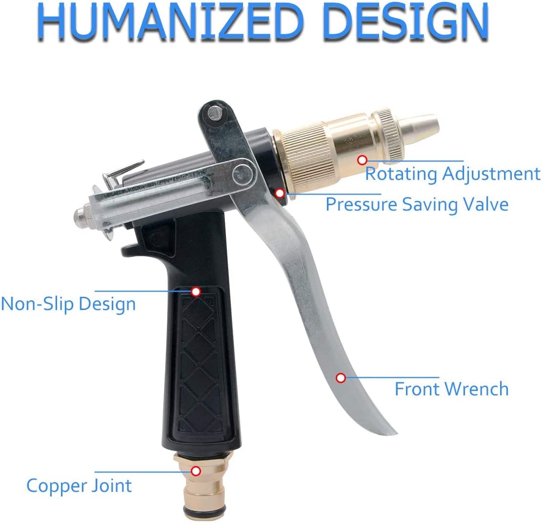 Metal Brass Water Nozzle Spray Gun for Garden Wash Car Bike with Spray Gun Hose to Watering Washing Cars, Plants Gardening Washer High Pressure Hi Clamp Motorbike - image 3