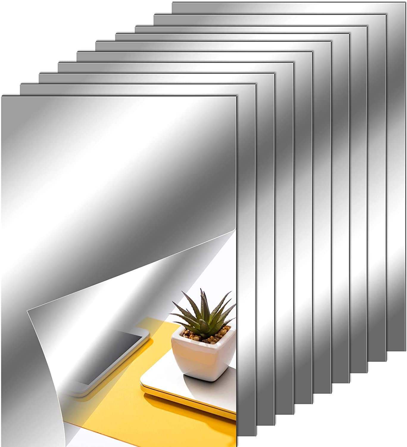 Pack Of 4 (20 x20 Cm)Wall Attachable Unbreakable Acrylic Mirror - image 1