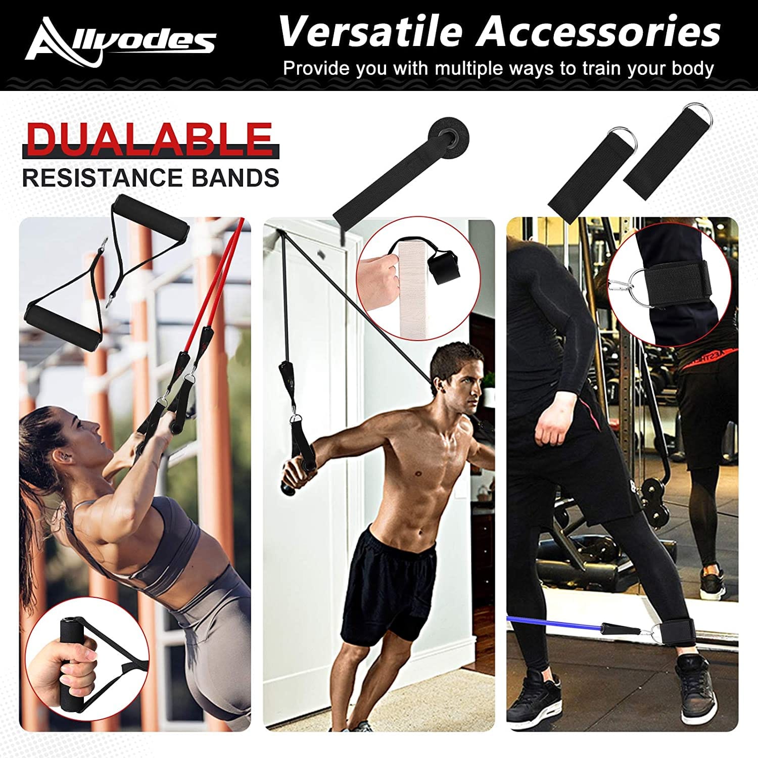 150LB Resistance Bands Set for Home Workouts, Physical Therapy - Exercise Bands with Handles, Door Anchor, Ankle Straps - image 5