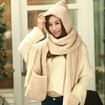 Modeling Multi Layer Cotton Hat Fluff Two Popular Hooded Gloves Scarf Three-Piece One-Piece Women Winter - image 1