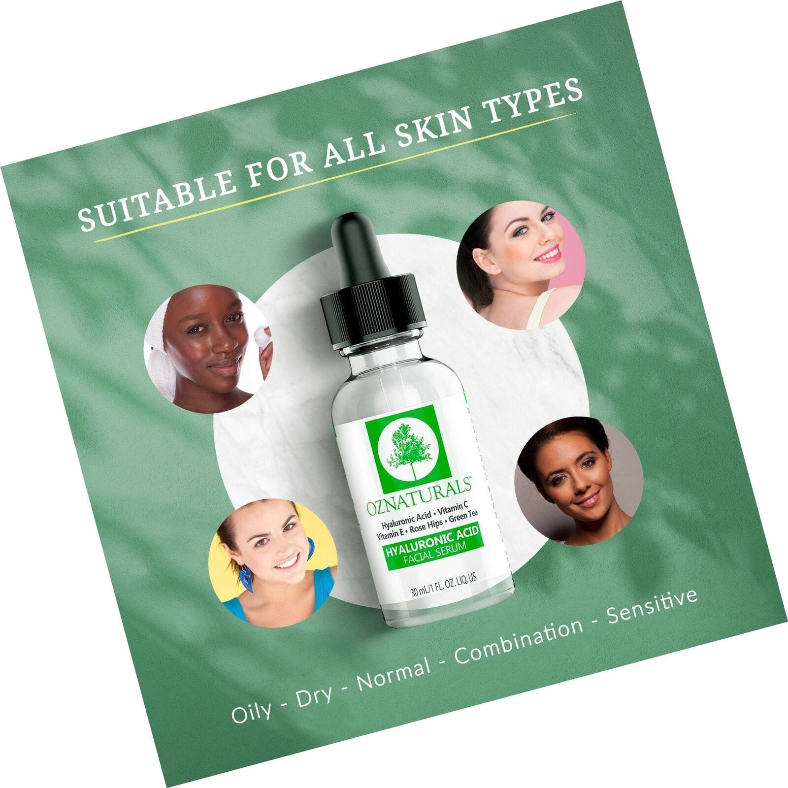 OZNaturals Hyaluronic Acid Serum ( Vitamin C Serum + Vitamin E Serum ) For Skin Deeply Hydrates And Plumps Skin - For Face Anti Aging Anti Wrinkle Serum - 30ml - image 2