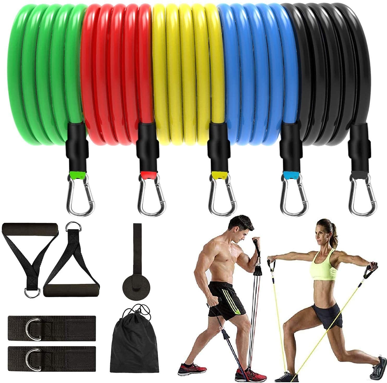 150LB Resistance Bands Set for Home Workouts, Physical Therapy - Exercise Bands with Handles, Door Anchor, Ankle Straps - image 1