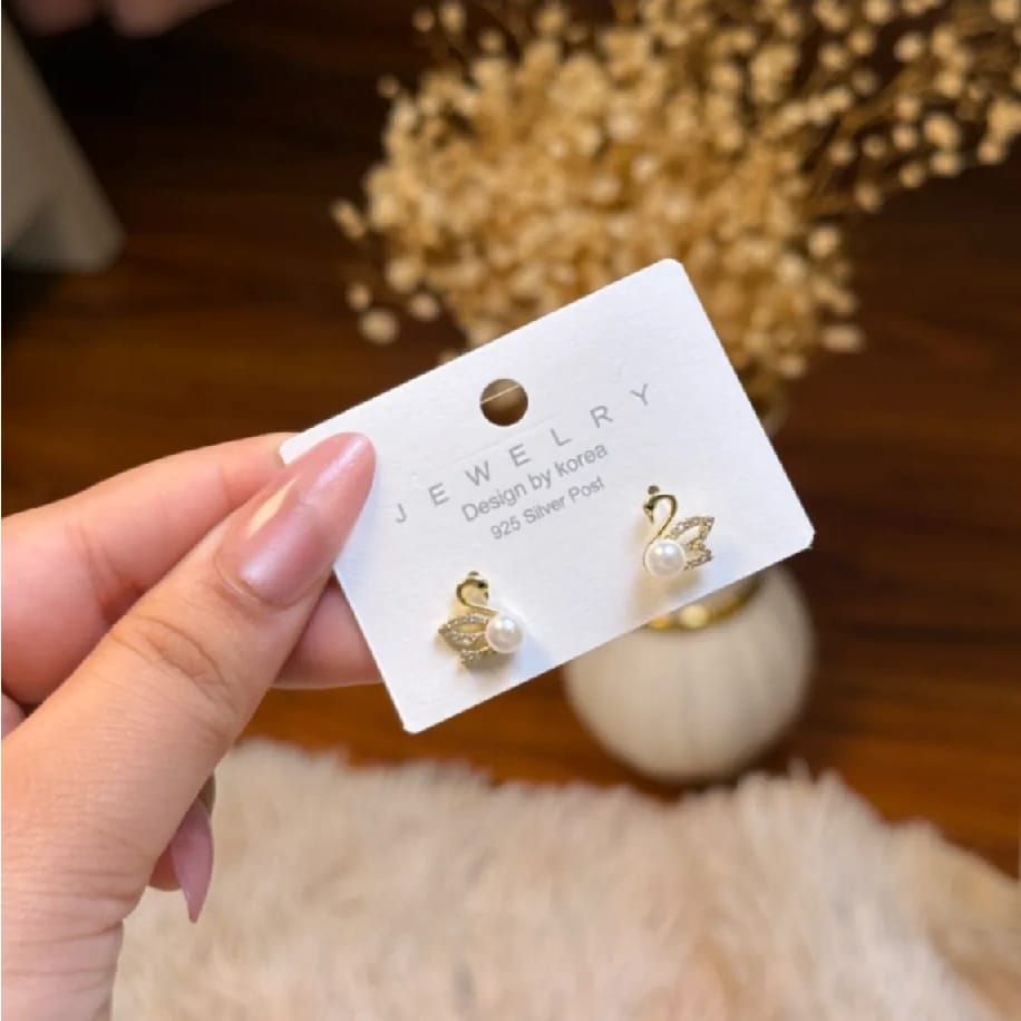 Swan Top Earring - Blushing Beauty