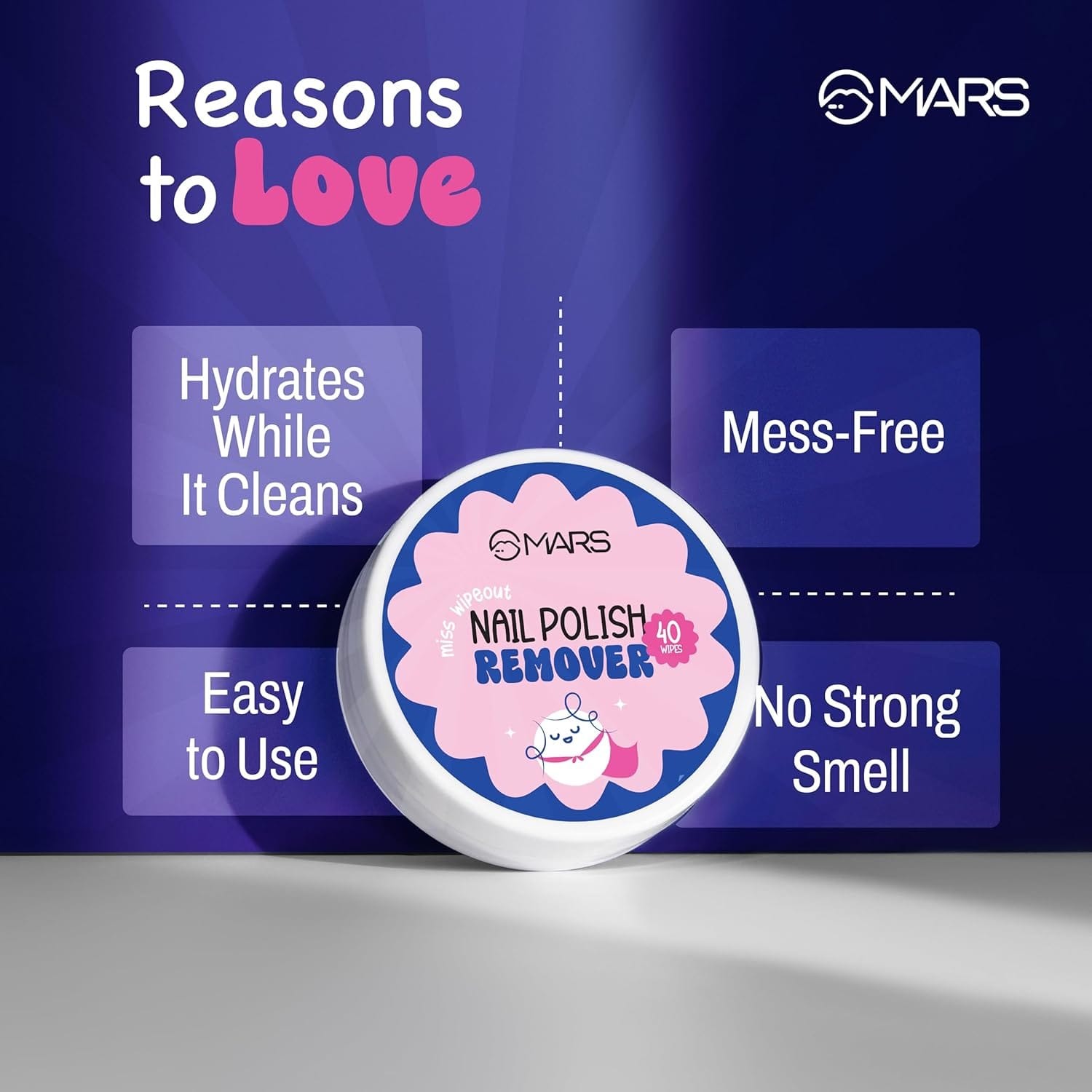 MARS Gentle Nail Polish Remover Wipes – 40 Wipes | Travel-Friendly - image 2