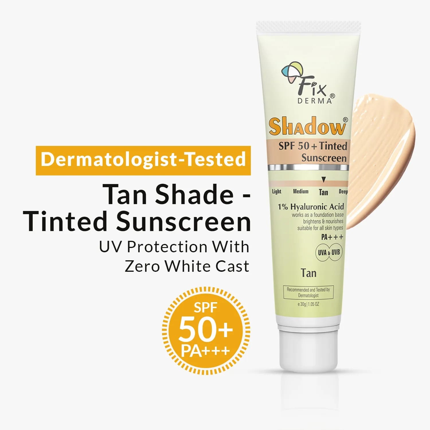 Shadow Tinted Sunscreen SPF 50 PA+++ with 1% Hyaluronic Acid & Vitamin E | Brightens & Nourishes the Skin | UVA & UVB Protection | Lightweight | No White Cast | For All Skin Types - image 2