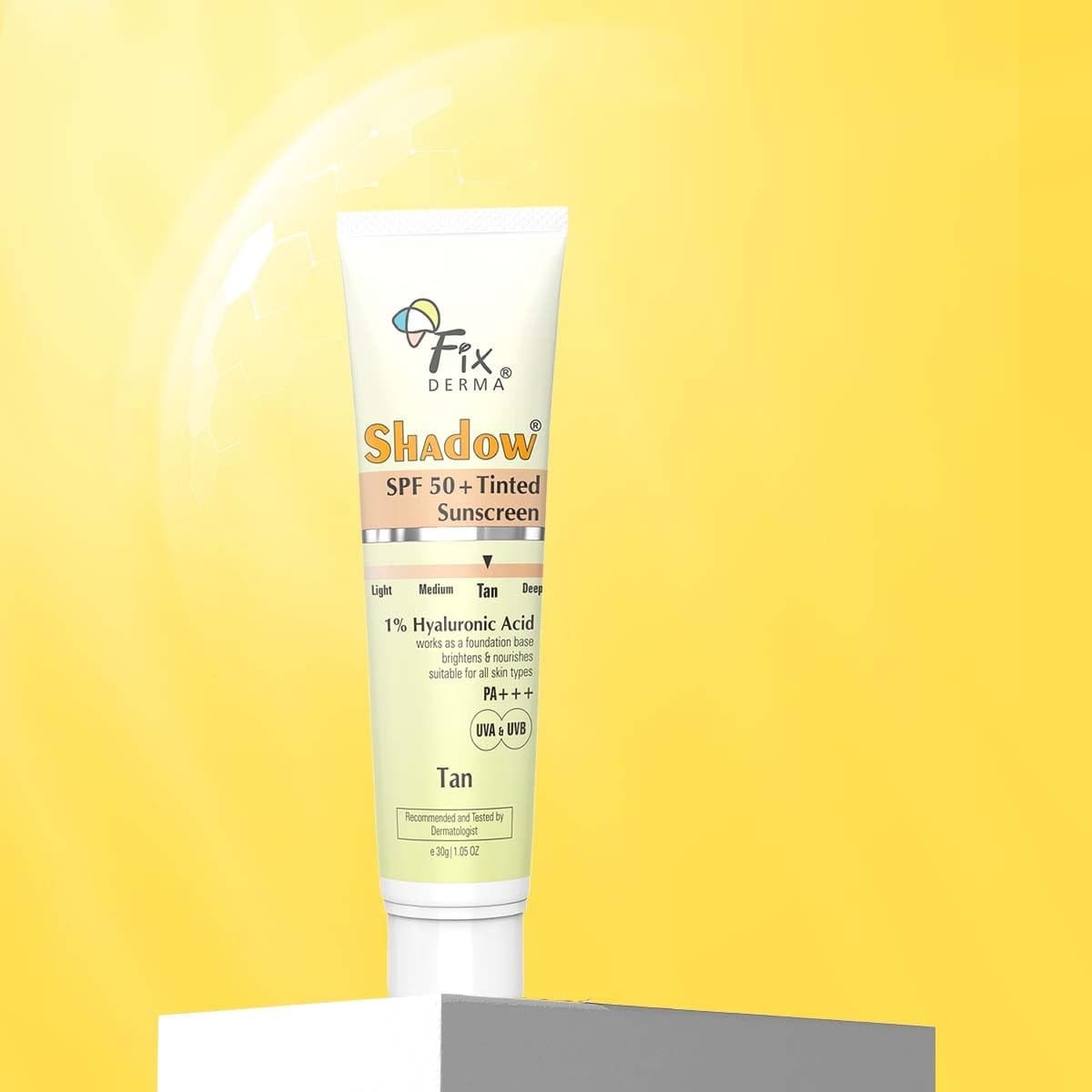 Shadow Tinted Sunscreen SPF 50 PA+++ with 1% Hyaluronic Acid & Vitamin E | Brightens & Nourishes the Skin | UVA & UVB Protection | Lightweight | No White Cast | For All Skin Types - image 1