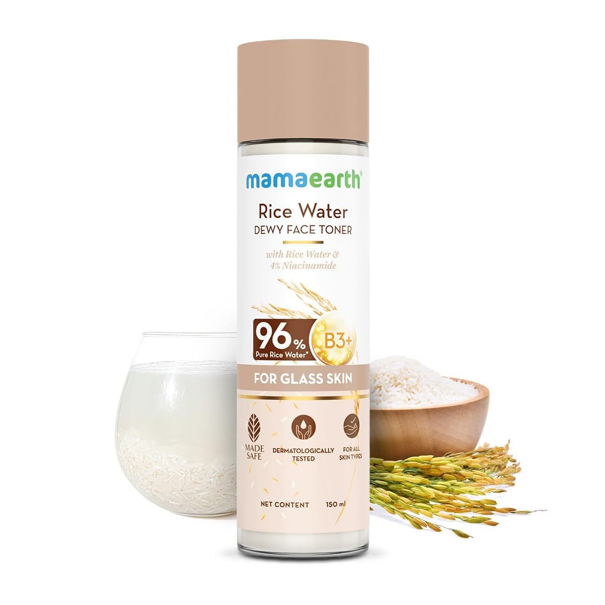 Mama. Earth Rice Water Dewy Face Toner with Rice Water & 4% Niacinamide for Glass Skin 150ml - image 1