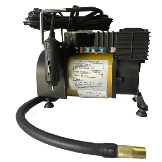 Car Air Compressor (15 Ampere & 150Psi) Portable Mini Tire Inflator Pump With Bag - Black/Yellow - image 2