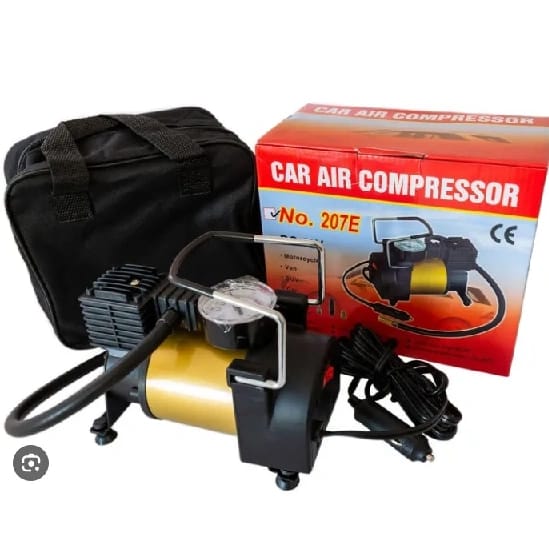 Car Air Compressor (15 Ampere & 150Psi) Portable Mini Tire Inflator Pump With Bag - Black/Yellow - image 1