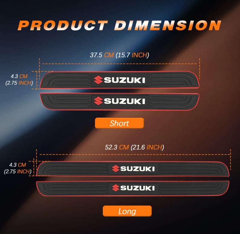 Suzuki Logo Car Door Sill Protector Rubber Scuff Plate (4Pcs) - image 5