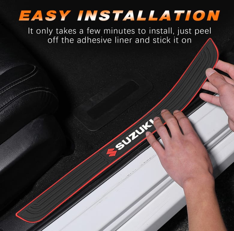 Suzuki Logo Car Door Sill Protector Rubber Scuff Plate (4Pcs) - image 4