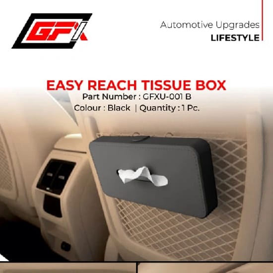 GFX Car Tissue Box Holder Universal Fit On Car Sun Shade (Black) - image 1