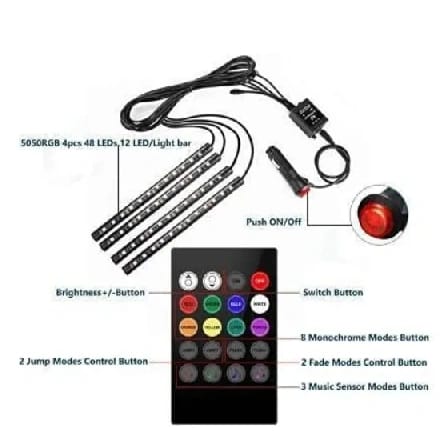Car Atmosphere Light With Remote Car Interior Ambient Lights Mood Lights RGB - image 5