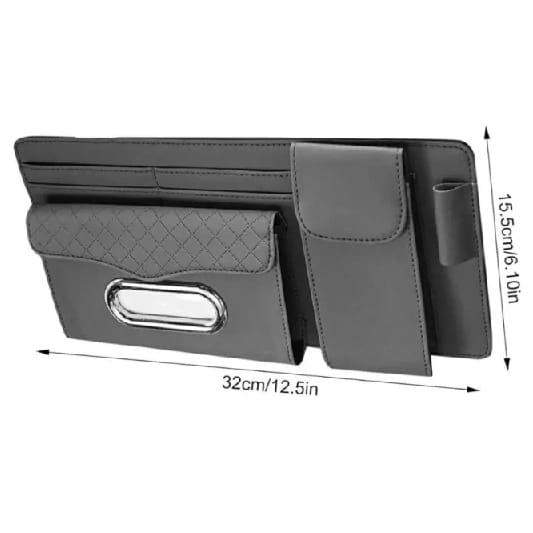 Car Sun Visor Tissue Holder Bag Origanizer With Card Holder And Sunglass Holder - image 2