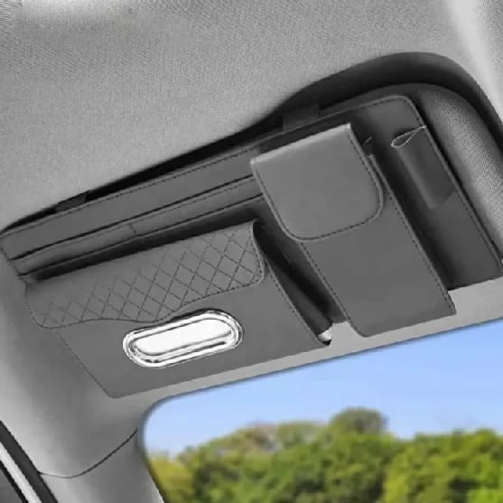 Car Sun Visor Tissue Holder Bag Origanizer With Card Holder And Sunglass Holder - image 1