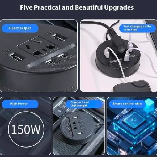 Car Inverter 150W High Power 2 3.1A USB 2 Type-C 220V Two-In-One Socket Car Inverter - image 4
