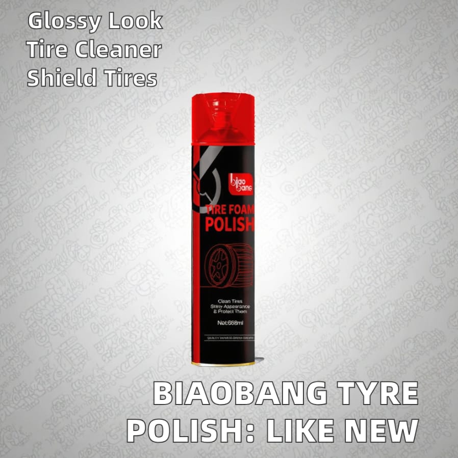 Car Tire Foam Polish Spray 668ML – No-Wipe Tire Cleaner & Shine | Long-Lasting Gloss Protection - Biaobang - image 2