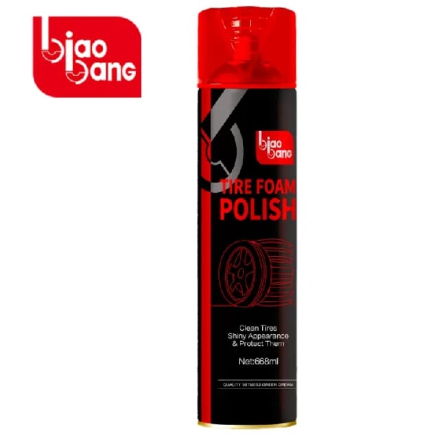 Car Tire Foam Polish Spray 668ML – No-Wipe Tire Cleaner & Shine | Long-Lasting Gloss Protection - Biaobang - image 1