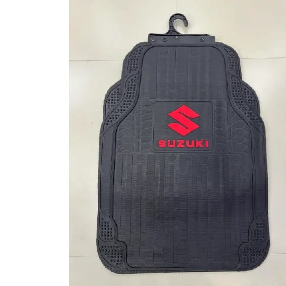 Suzuki 5 Pieces Universal Rubber Car Floor Mat Set Black Red - image 2