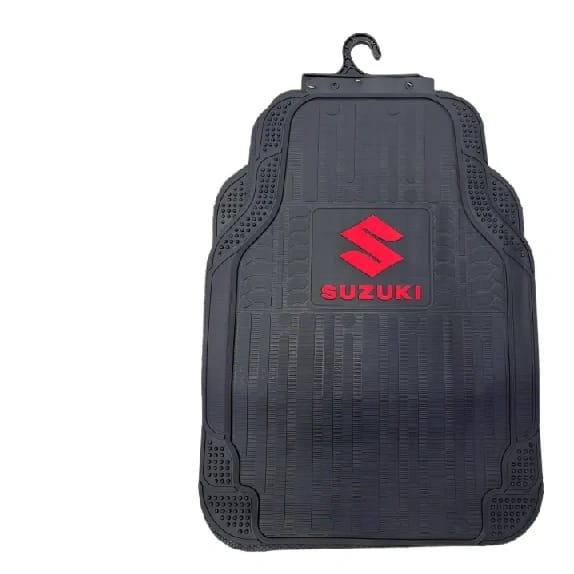 Suzuki 5 Pieces Universal Rubber Car Floor Mat Set Black Red - image 1