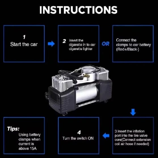Car Air Compressor - Double Cylinder Heavy Duty With Bag - image 5