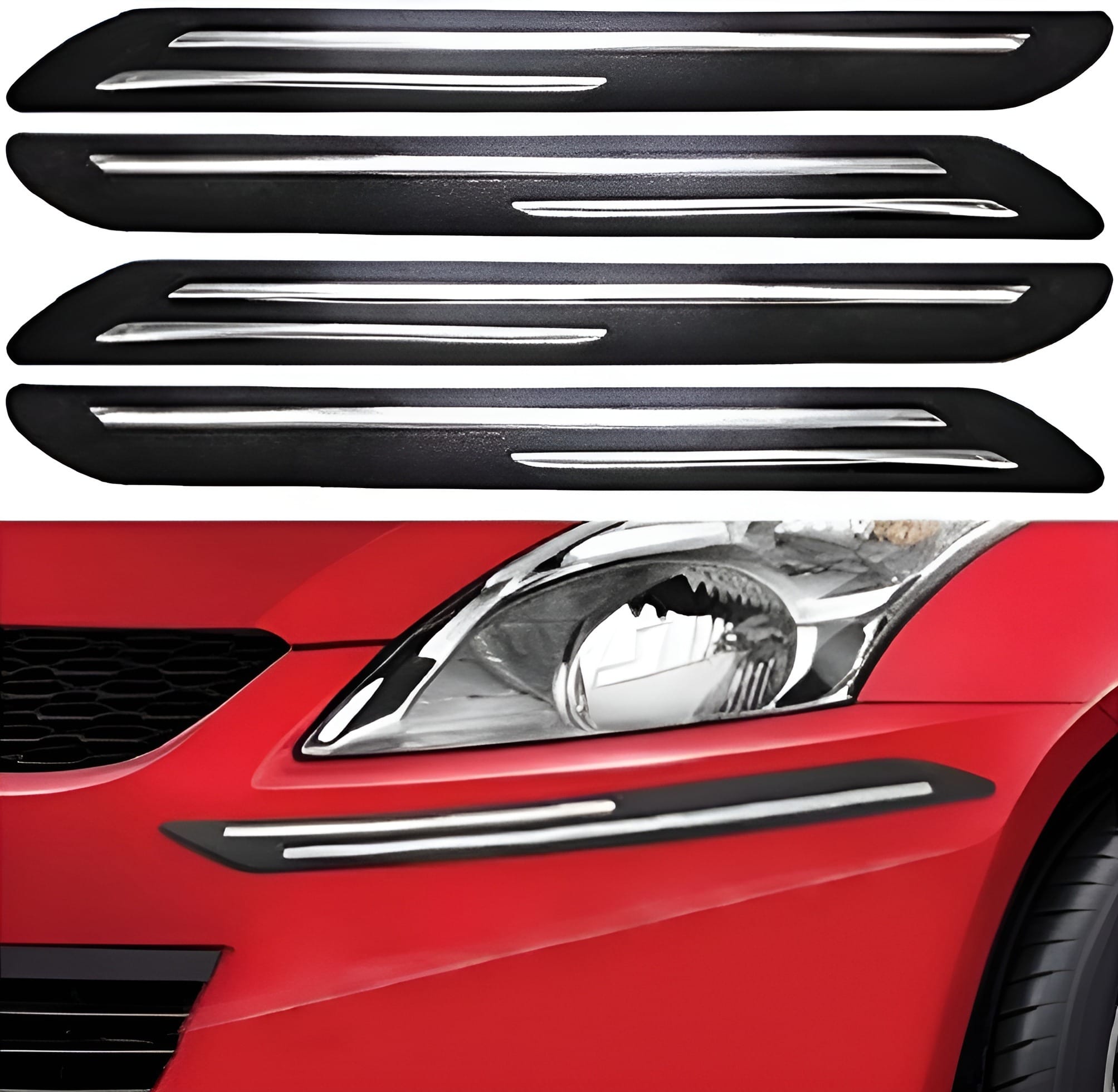 Car Bumper Protector Double Chrome Line - Set Of 4pcs - image 3