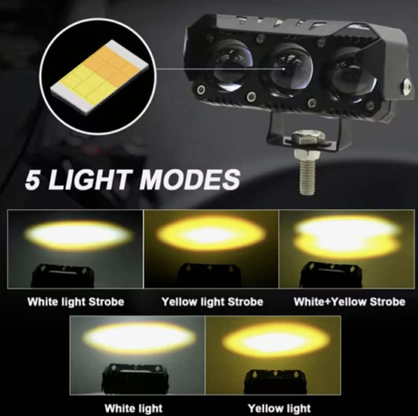 3 Projector Lens Led Auxiliary Fog Light With 3 Color Mode (White / Yellow / Flasher) - image 4