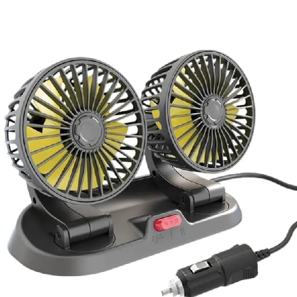 Dual Head Car Fan 12V – 360° Rotatable, 2-Speed Adjustable Cooling Fan For Car, SUV, Truck – Powerful Adjustable Fan - image 1