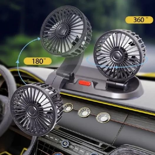 Dual Head Car Fan 12V – 360° Rotatable, 2-Speed Adjustable Cooling Fan For Car, SUV, Truck – Powerful Adjustable Fan - image 2