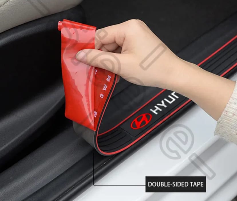 Hyundai Logo Car Door Sill Protector Rubber Scuff Plate (4Pcs) - image 4