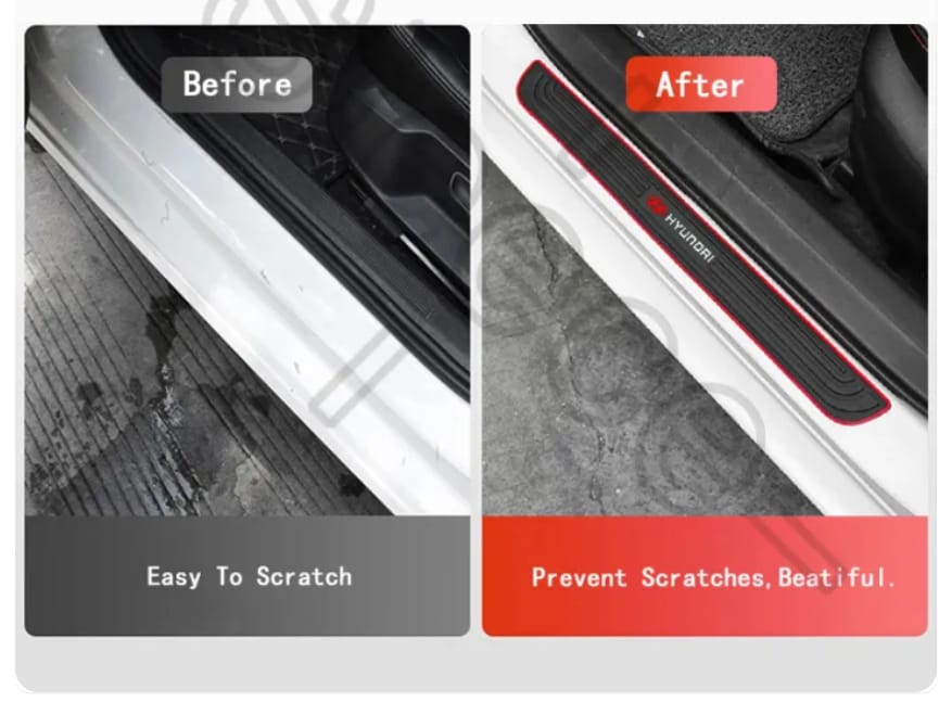 Hyundai Logo Car Door Sill Protector Rubber Scuff Plate (4Pcs) - image 3