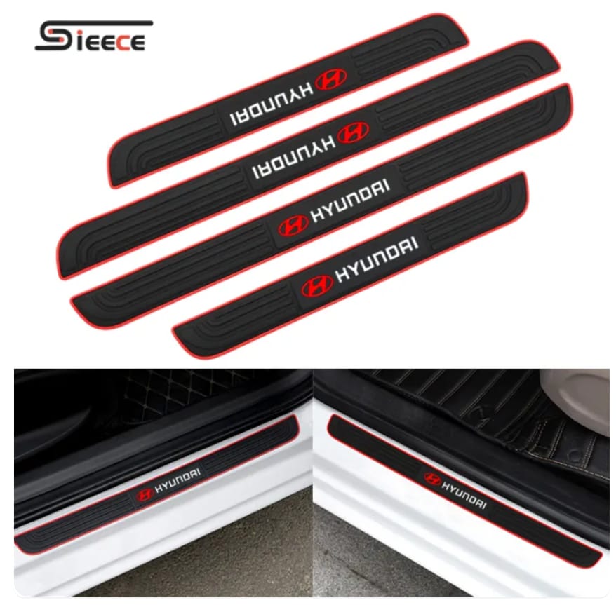Hyundai Logo Car Door Sill Protector Rubber Scuff Plate (4Pcs) - image 5