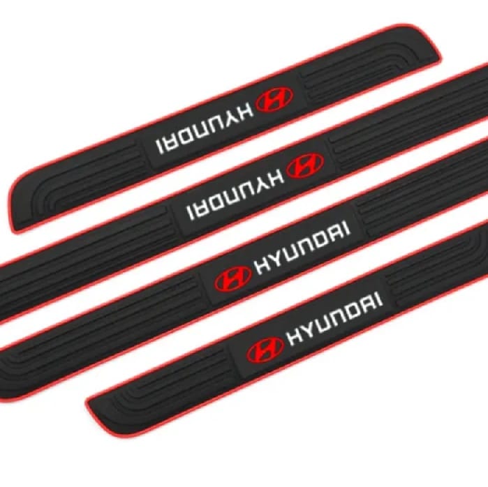 Hyundai Logo Car Door Sill Protector Rubber Scuff Plate (4Pcs) - image 1