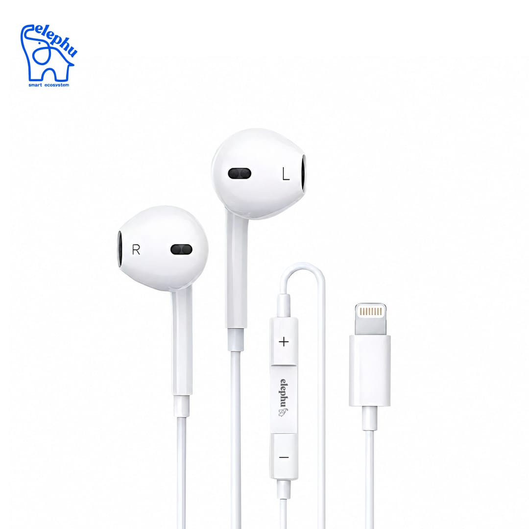Elephu TuneZ 1010 Earphones | Type Lightning / I-Phone | 3 Button Controller With MIC | Hi-Res Audio| Deep Bass| Stereo Sound | 10 MM Driver | 3 Months Warranty | - image 1