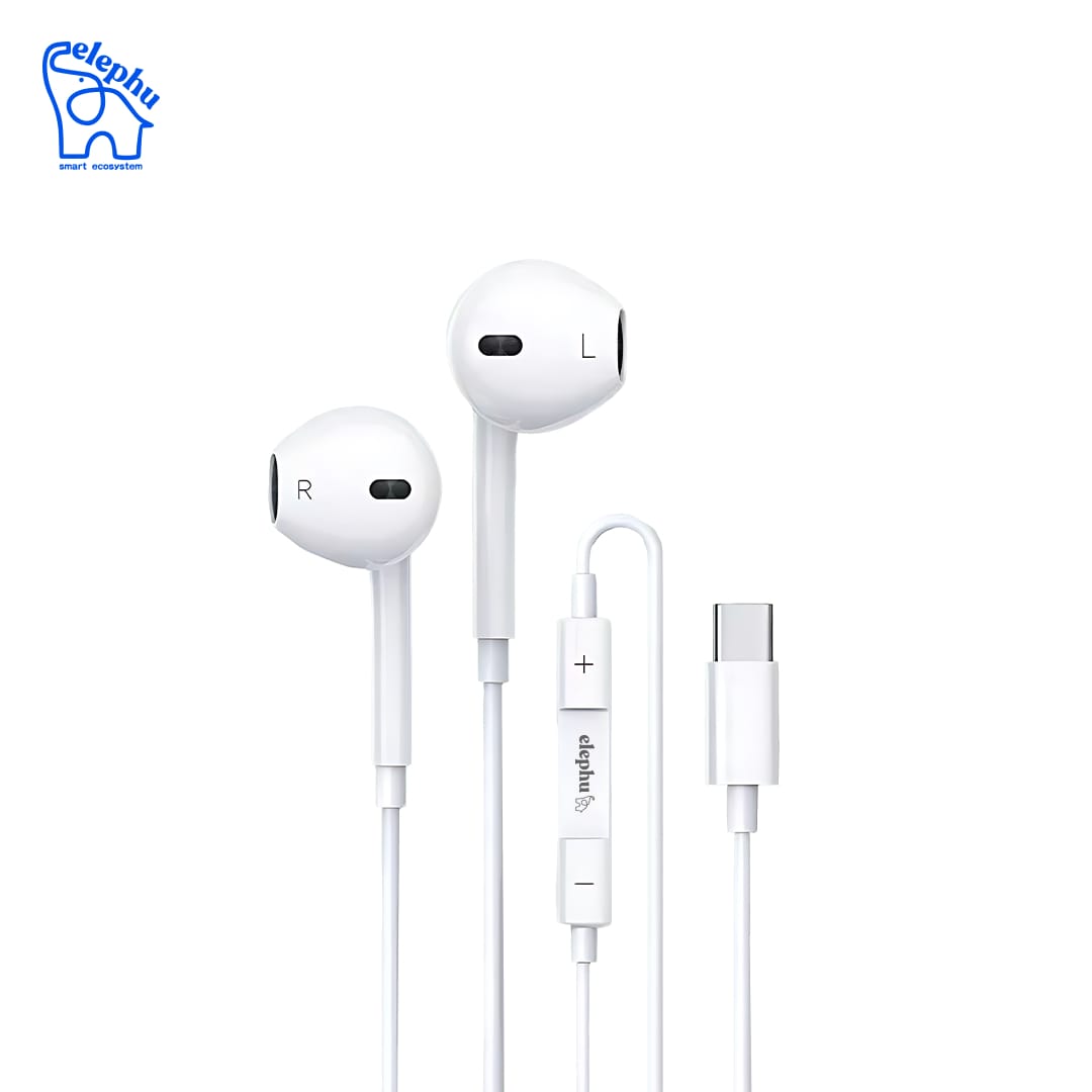 Elephu TuneZ 1010 Earphones | Type C | 3 Button Controller With MIC | Hi-Res Audio| Deep Bass| Stereo Sound | 10 MM Driver | 3 Months Warranty - image 1