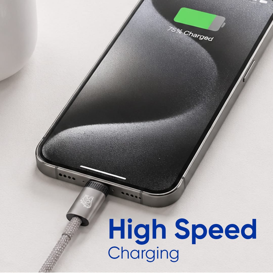 Elephu Braidy Series 547 PRO Data Cable ( USB To Lightning/I-Phone) | Fast Charging Data Cable | 47 Watts |High Speed Data Transfer | Knitted Fabric | Aluminum Tip | Pure Copper Wire | 3 Months Warranty | - image 3