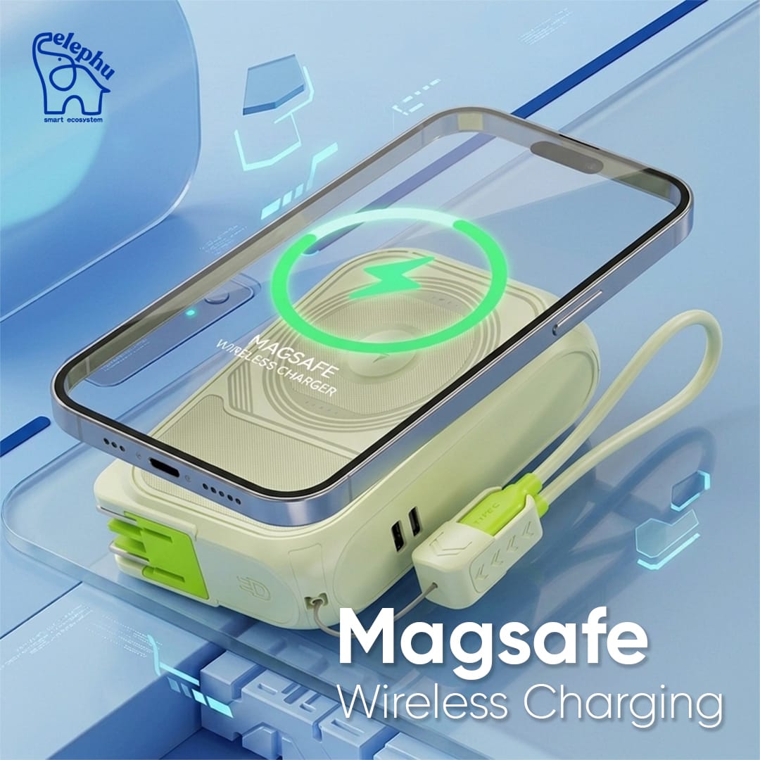 Elephu Powerbank +Adapter EP-WF1 | 10000mAh| Powerbank | Adapter | 2 Pin Plug | MagSafe | Rapid Charge 22.5 Watt | Type C/ Lightning/ USB Input/Output Ports| Included Type C To Lightning Cable| Compact Pocket Friendly | 1 Year Warranty - image 4