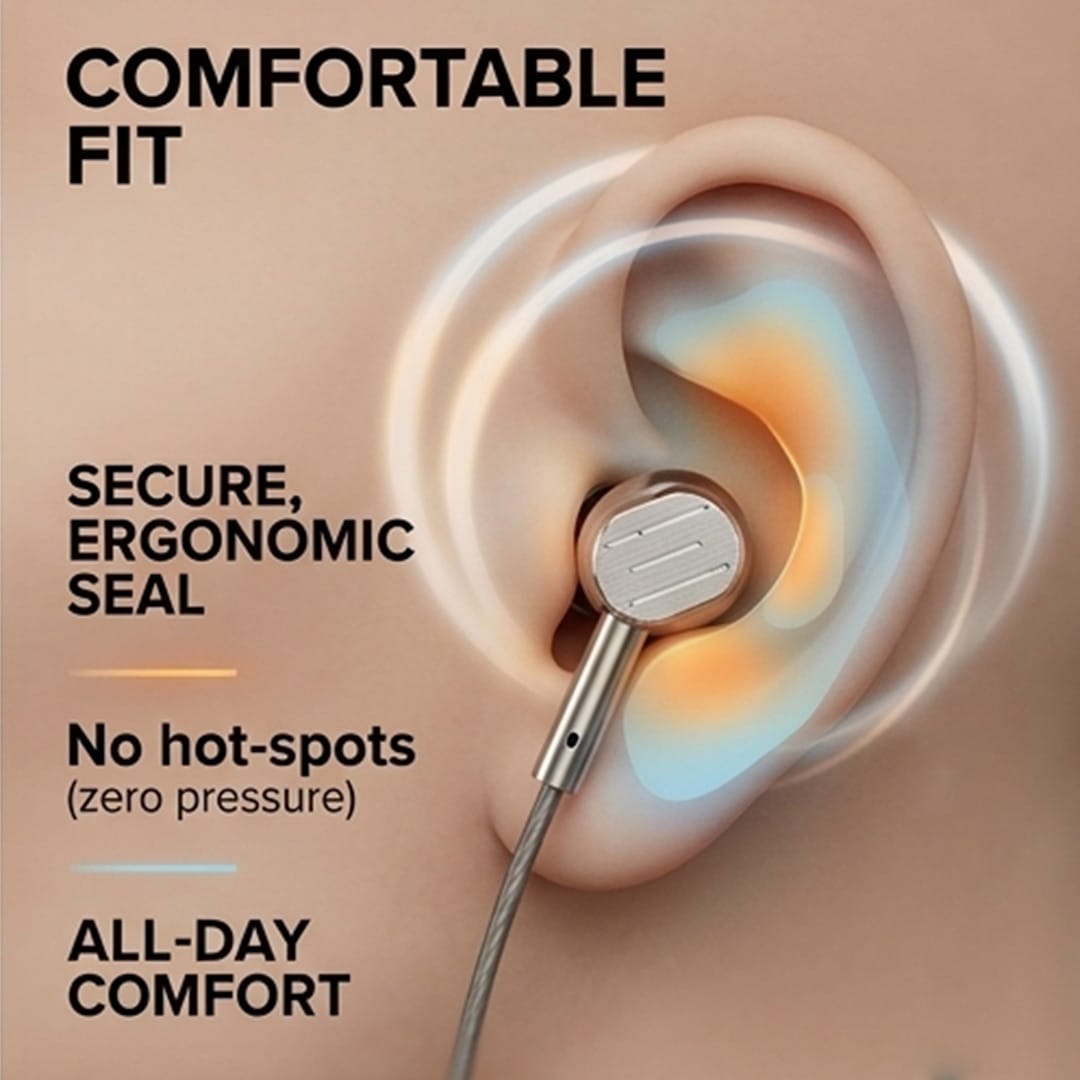 Elephu BassX 2020 Earphones | Type C | Boosted Bass| Volume Slider With Button And Silicon MIC | Hi-Res Audio| Universal Compatible| Silicon Tip | 5U+ Copper Driver | 3 Months Replacement | Stereo Audio | Supports Gaming | - image 3