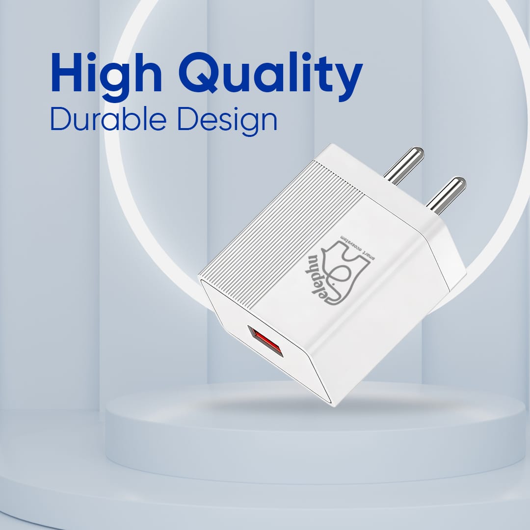 Elephu Ep-25A Charging Adapter | 25 Watt Fast Charging | USB To Type C Data Cable Included | Universal Compatibility | Maximum Protocol Support | VOOC | | WARP | DASH | 1 Year Warranty | - image 3