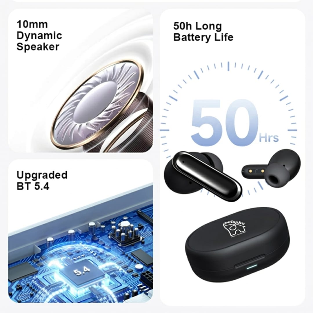 Elephu Rizz 3012 Earbuds | 50 Hours Playback | Rapid Charging | Environmental Noise Cancellation| 4 Mics| Dual Pairing| Game Mode| Rapid Charge | 1 Year Warranty | Stereo Audio | IPX4 Sweat And Splash Resistant - image 2