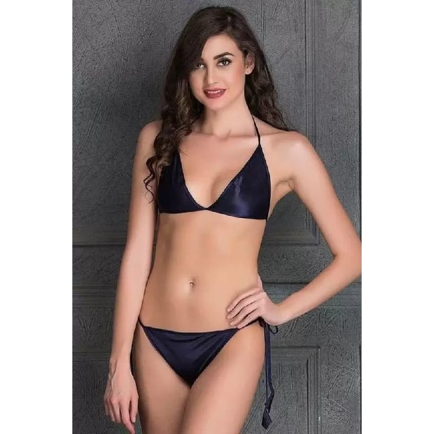 Black Bra And Panty Set With Thread For Women | Bikini Set | Size Adjustable | - image 1
