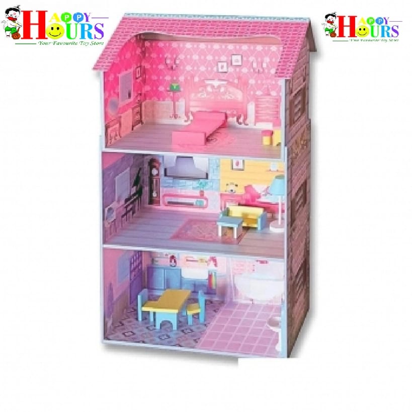 WOODEN BARBIE DOLL HOUSE WITH FURNITURE TOY 1093