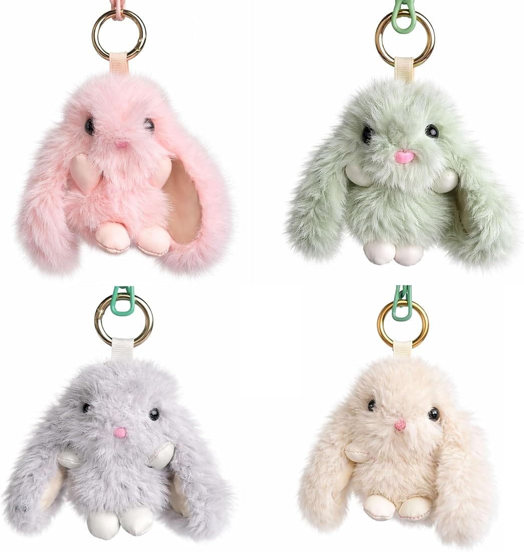Furry Rabbit Keychain Key Rings Holder Decorations Bag Pendants Lovely Gift Accessories - image 4