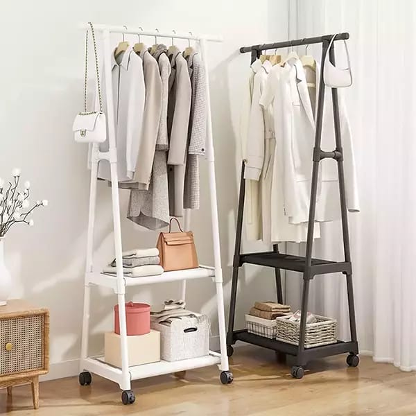 Lightweight Triangle Simple Clothes Hanger Stand Storage Rack Coat Rack With Wheels (Requires Self Assembly) - image 1