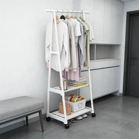Lightweight Triangle Simple Clothes Hanger Stand Storage Rack Coat Rack With Wheels (Requires Self Assembly) - image 3