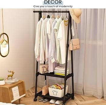 Lightweight Triangle Simple Clothes Hanger Stand Storage Rack Coat Rack With Wheels (Requires Self Assembly) - image 2