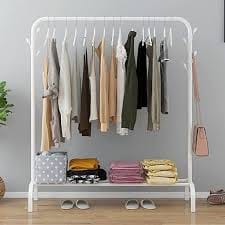 Coat Hanger Rack Hall Shelves With Heavy Duty Full Body Iron Steel Hooks/ Double/ Single Pole Clothe Hanger Stand With Shoe Rack - image 5